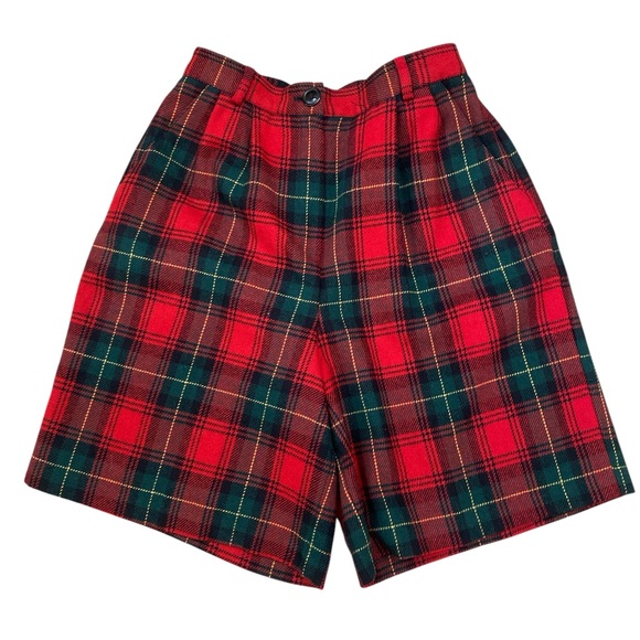 Vintage 90s red tartan plaid wool shorts punk grunge - Picture 2 of 7